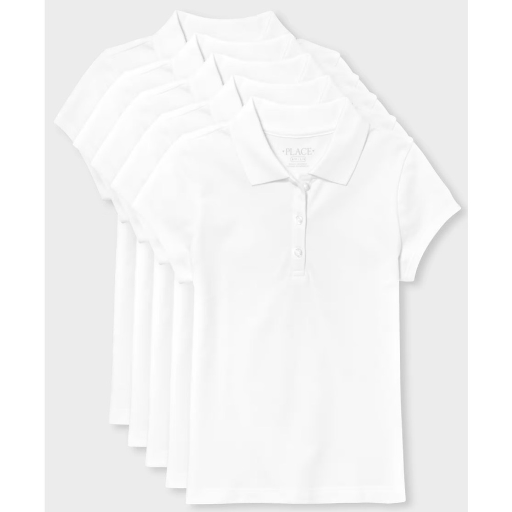 Girls Uniform Soft Stretch Pique Polo 5-Pack